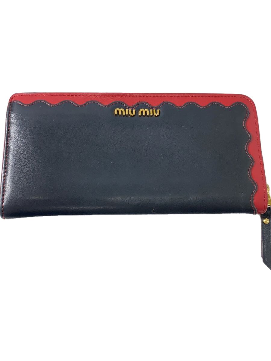 【中古】MIU MIU◆長財布/レザー/BLK/レディース/5ML010【服飾雑貨他】