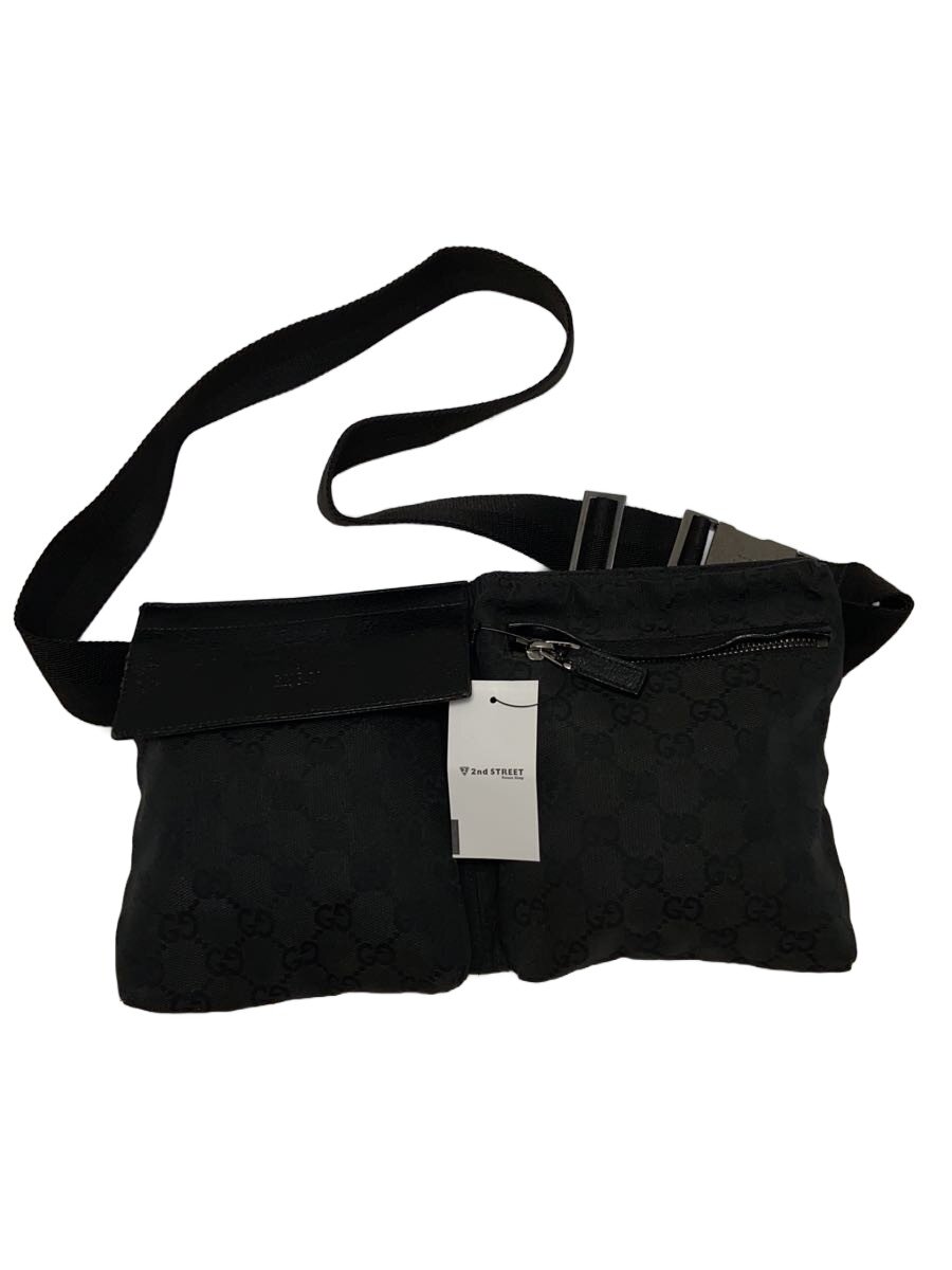 【中古】GUCCI◆ウエストバッグ_GGキャンバス/キャンバス/BLK【バッグ】