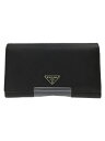 【中古】PRADA◆サフィアーノ/長財布/レザー/BLK/無地/レディース【服飾雑貨他】