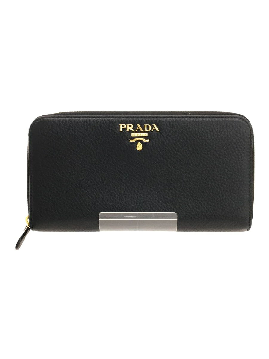 【中古】PRADA◆長サイフ/レザー/BLK/メンズ【服飾雑貨他】