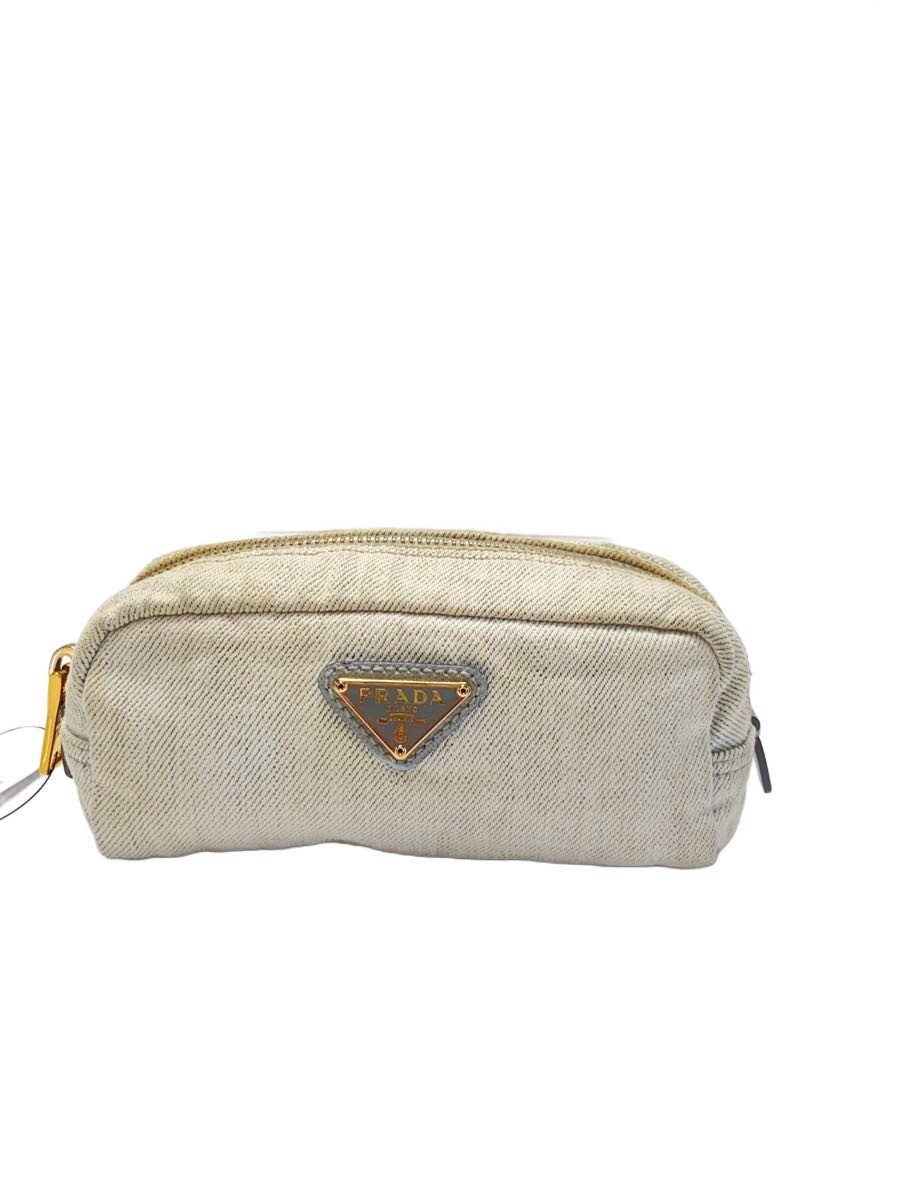 【中古】PRADA◆ポーチ/--/GRY/総柄【バッグ】