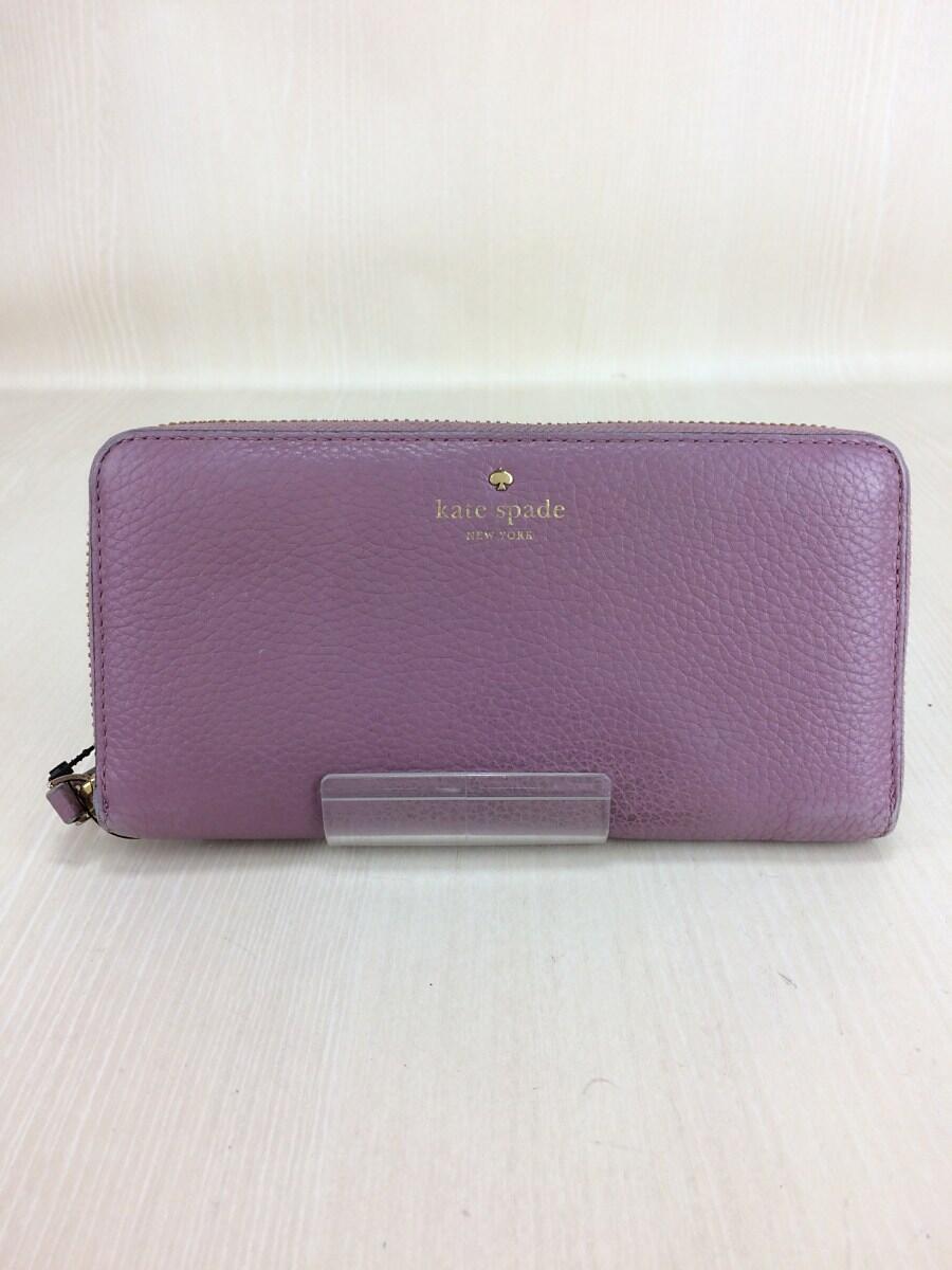 【中古】kate spade new york◆長財布/レザー/PNK/無地/kate spade/ケイトスペードニューヨーク/使用感有【服飾雑貨他】