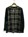【中古】TAKAHIROMIYASHITA TheSoloist.◆12SS/長袖シャツ/--/コットン/BLU/チェック/再構築/レザー【メンズウェア】