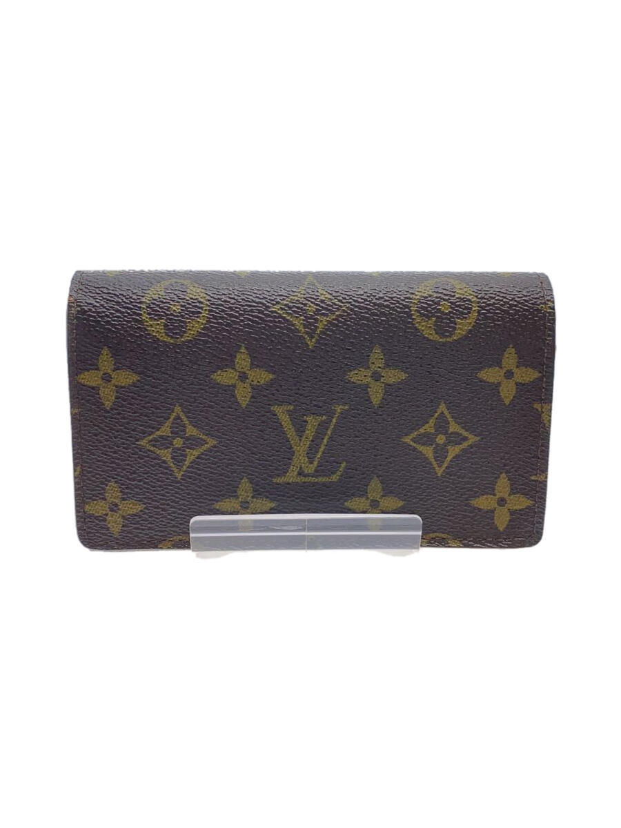 【中古】LOUIS VUITTON◆ポルト・モネ・ビエ・トレゾール_モノグラム・キャンバス_BRW/PVC/BRW/メンズ【服飾雑貨他】