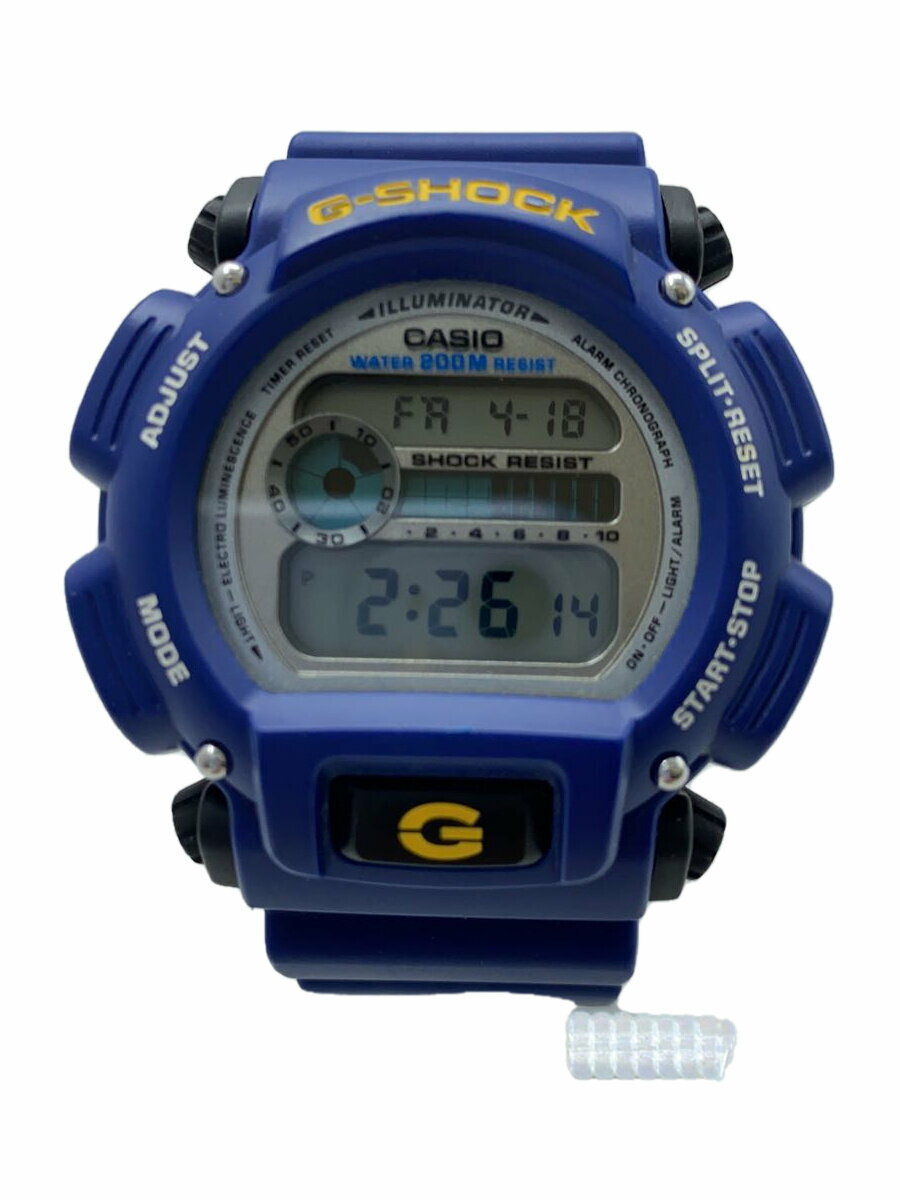 【中古】CASIO◆クォーツ腕時計/デジタル/ラバー/SLV/BLU/DW9052【服飾雑貨他】