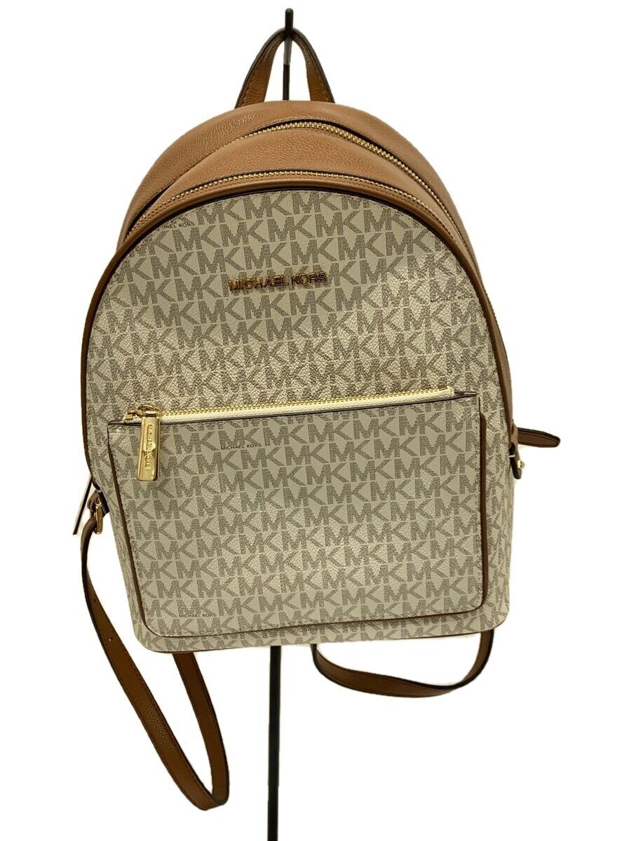 【中古】MICHAEL KORS◆リュック/フェイクレザー/WHT/総柄/BA-2104【バッグ】(4.0)