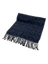 【中古】FENDI◆ズッカ柄/イタリア製/フリンジ/マフラー/ウール/BLU/メンズ【服飾雑貨他】