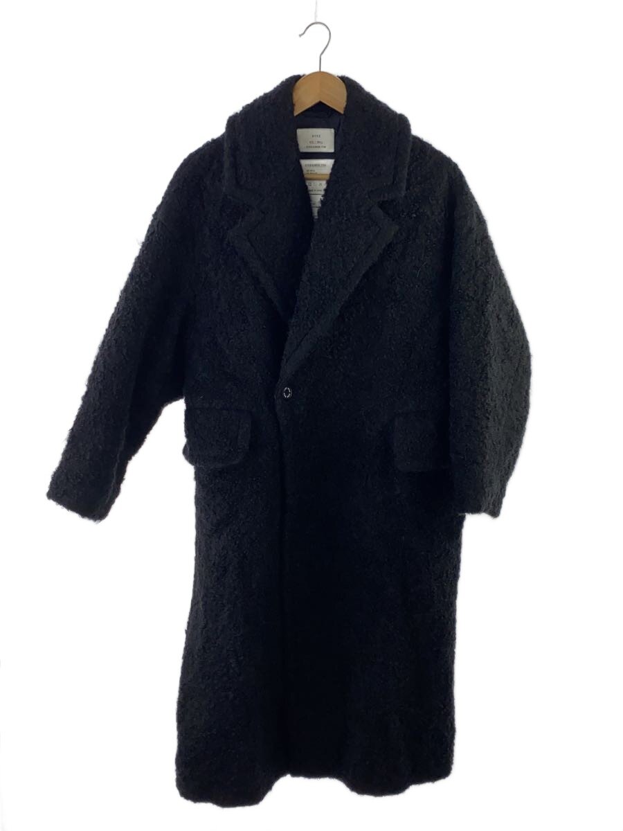 HYKE◆ASTRAKHAN DOUBLE-BREASTED COAT/コート/1/ウール/BLK/232-17390