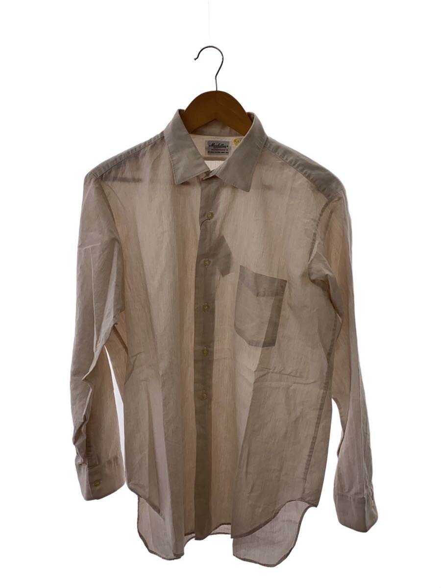 【中古】MANHATTAN◆Vintage/60s~70s/長袖シャツ/SIZE:16/コットン/CRM/無地/襟芯有【メンズウェア】