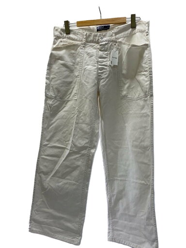 【中古】POLO RALPH LAUREN◆パッチポケット/シンチバック/ボトム/35×32/コットン/WHT/無地【メンズウェア】 【中古】POLO RALPH LAUREN◆パッチポケット/シンチバック/ボトム/35×32/コットン/WHT/無地【メンズウェア】
