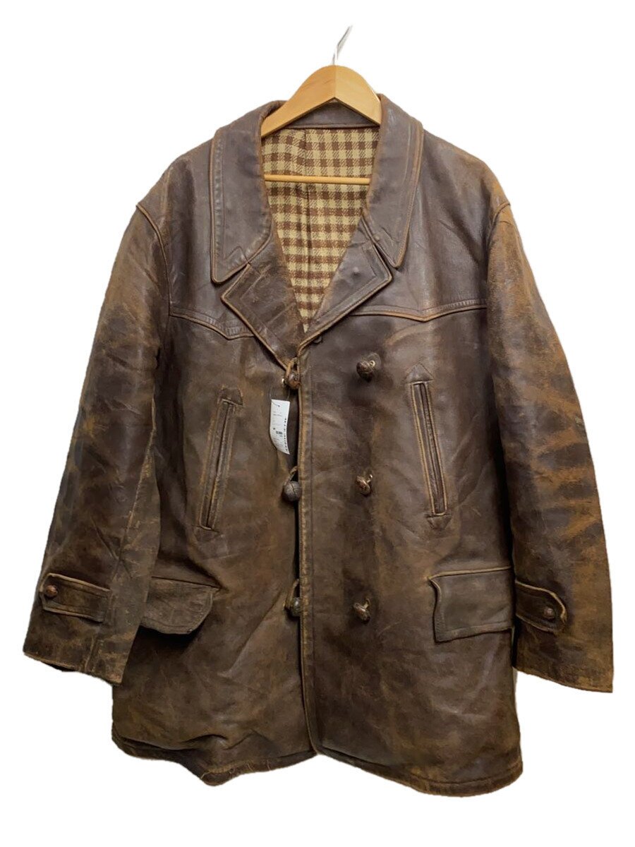 Leather Jacket - 【中古】EURO VINTAGE◆40-50s/フレンチ/カーコート/コート/--/レザー/BRW/無地//【メンズウェア】