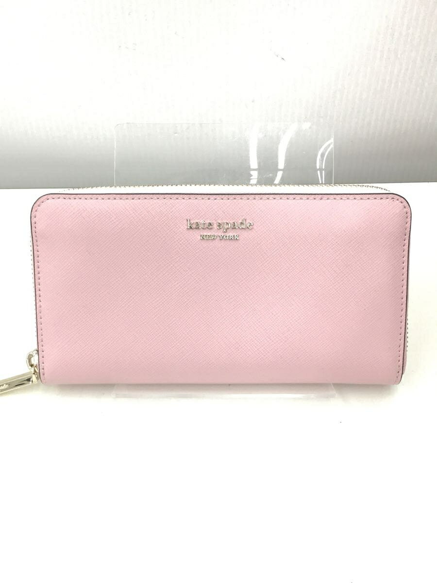 【中古】kate spade new york◆長財布/レザー/PNK/無地/レディース【服飾雑貨他】