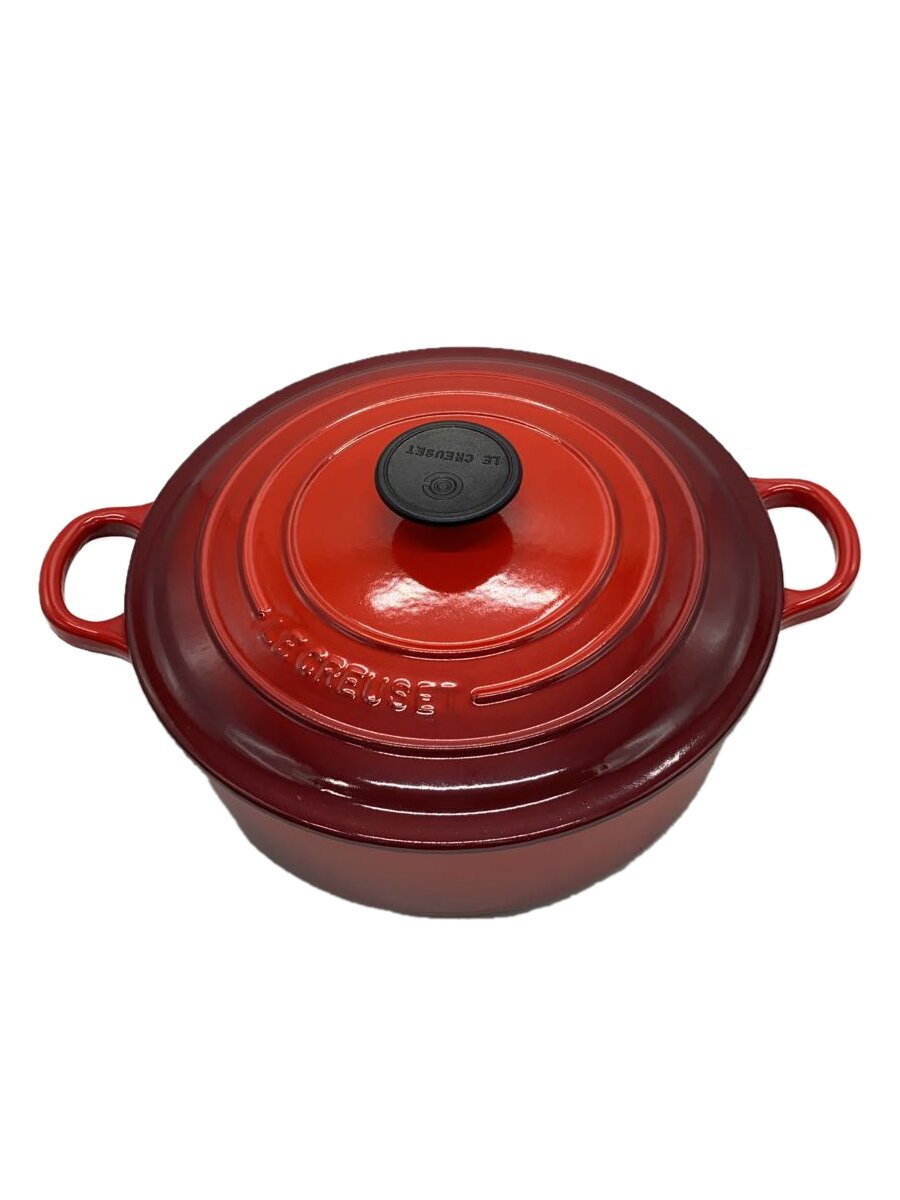 【中古】LE CREUSET◆鍋/サイズ:24cm/RED【キッチン用品】