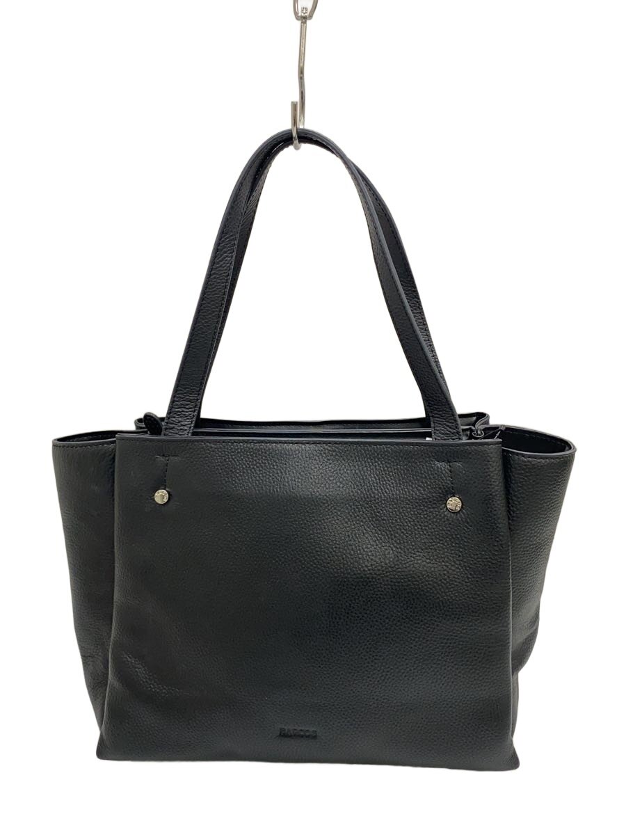 【中古】BARCOS◆ハンドバッグ/レザー/BLK/無地【バッグ】