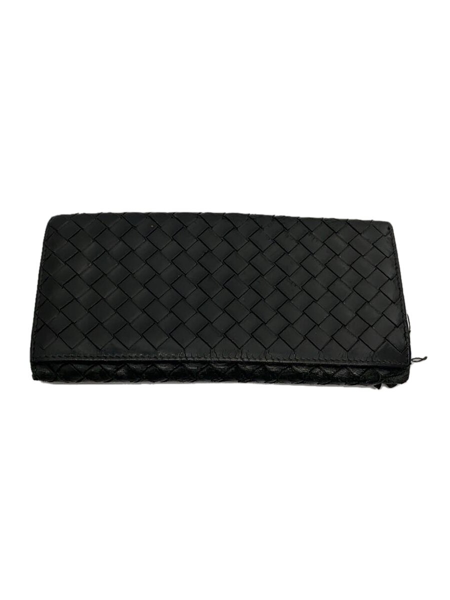 【中古】BOTTEGA VENETA◆長財布/レザー/BLK/無地/メンズ/120697 V4651 1000【服飾雑貨他】