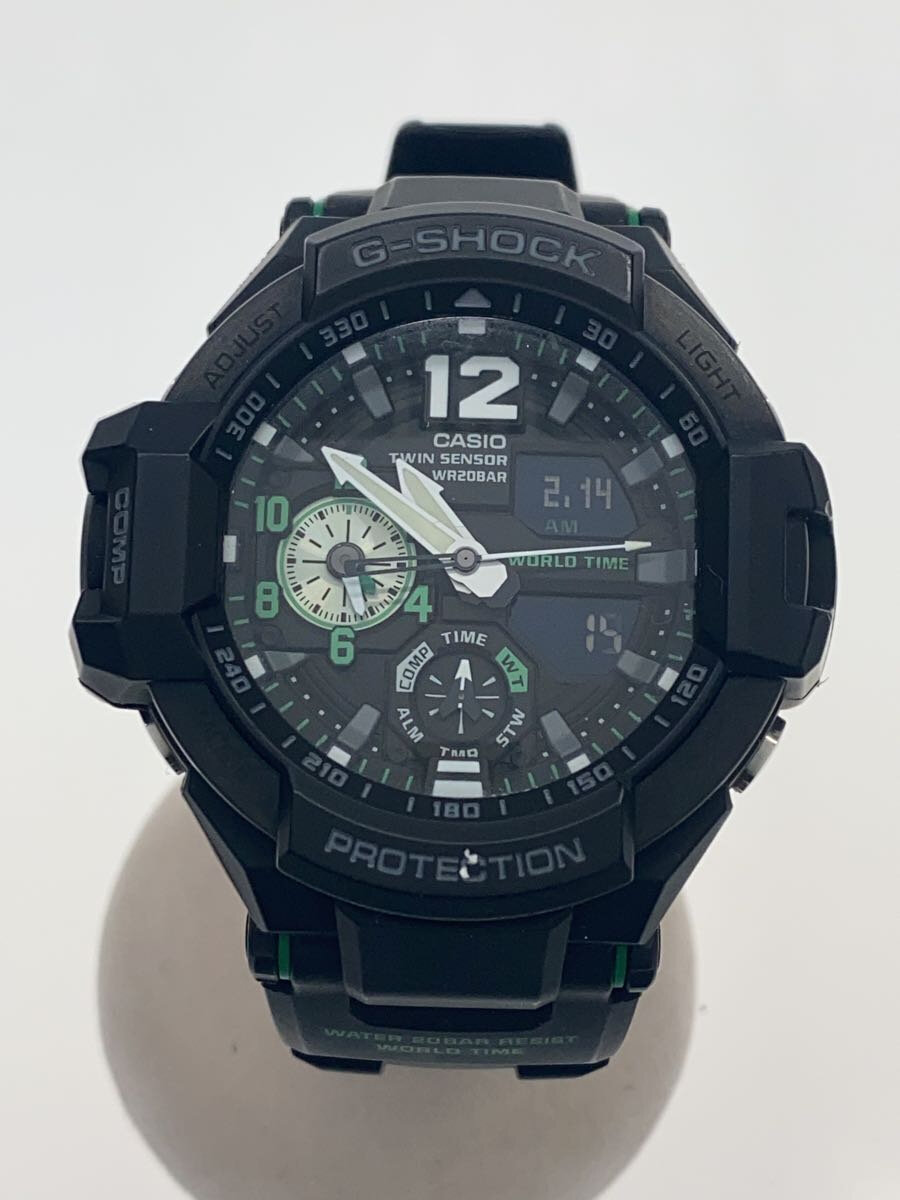 【中古】CASIO◆クォーツ腕時計・G-SHOCK/デジアナ/ラバー/BLK/BLK/SS【服飾雑貨他】