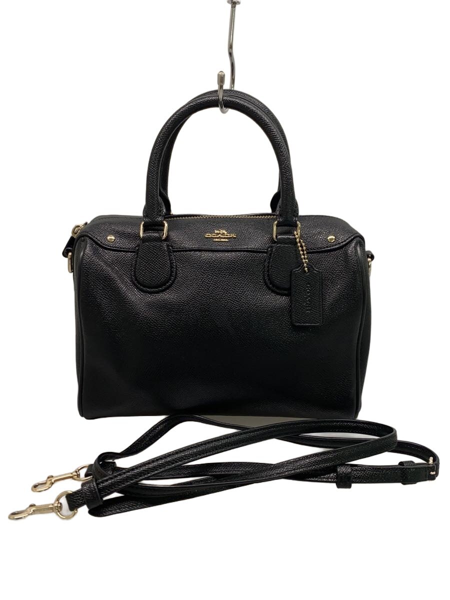 【中古】COACH◆ボストンバッグ_オールレザー/レザー/BLK/無地【バッグ】