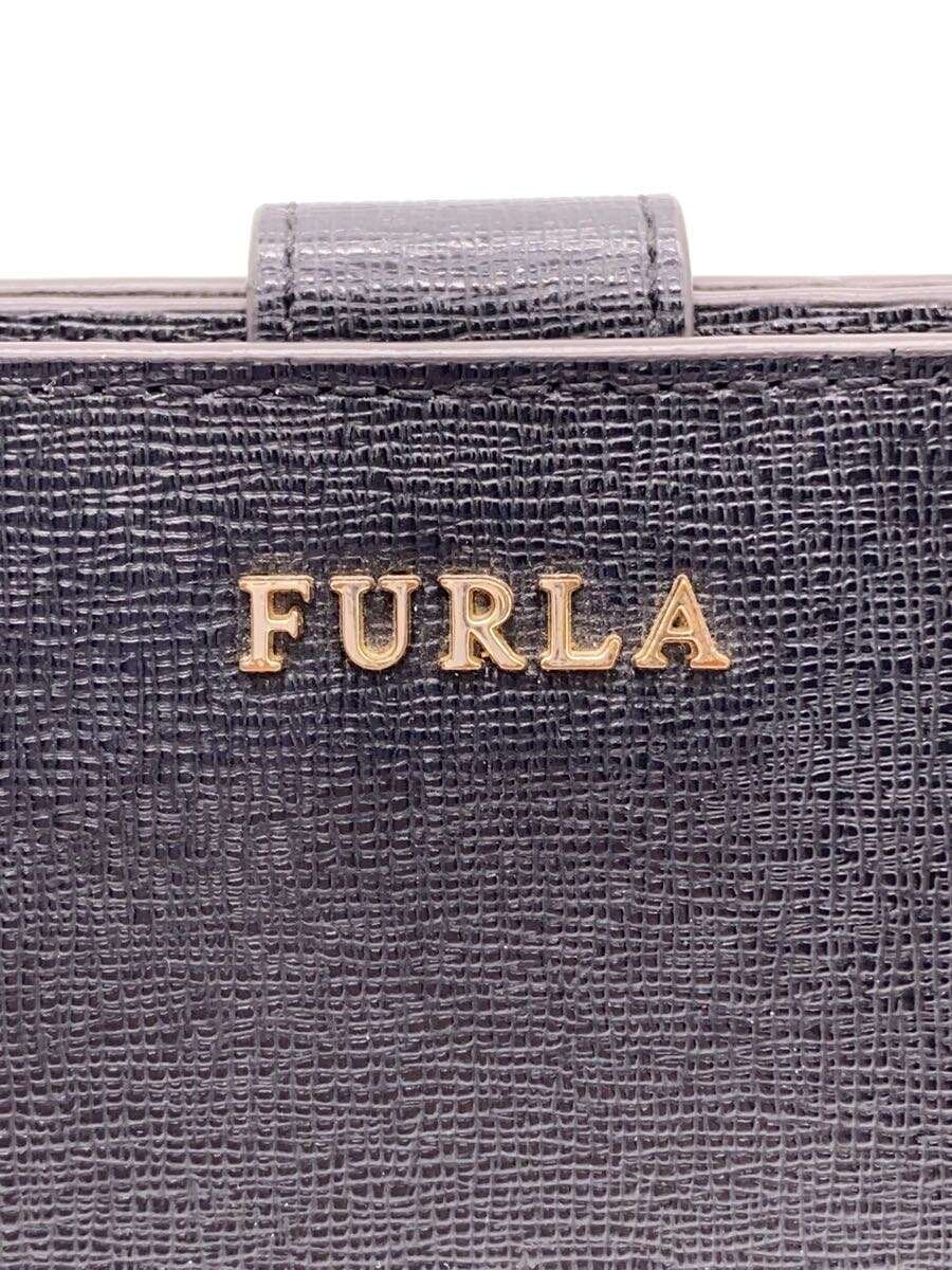 【中古】FURLA◆BABYLON M/2つ折り財布/レザー/ブラック/無地/レディース/872836【服飾雑貨他】