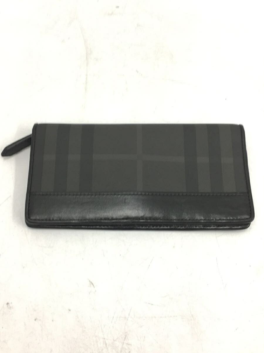 【中古】BURBERRY◆長財布/PVC/BLK/メンズ【服飾雑貨他】