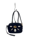 【中古】GUCCI◆ショルダーバッグ_GGマーモント_ベルベット_キルティング/ベロア/BLK【バッグ】