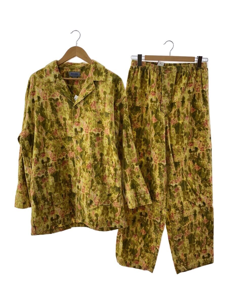 【中古】KENZO HOMME◆OLD/ネルパジャマセットアップ/L/コットン/YLW/総柄//【メンズウェア】