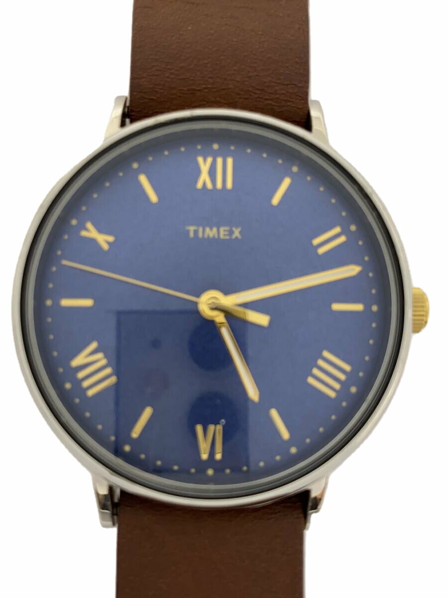 【中古】TIMEX◆クォーツ腕時計/アナログ/--/NVY/BRW/tw2r28700【服飾雑貨他】