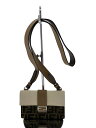 【中古】FENDI◆バケット/スリムクラッチ/ズッカ/ショルダーバッグ/キャンバス/BRW/総柄/06120770【バッグ】