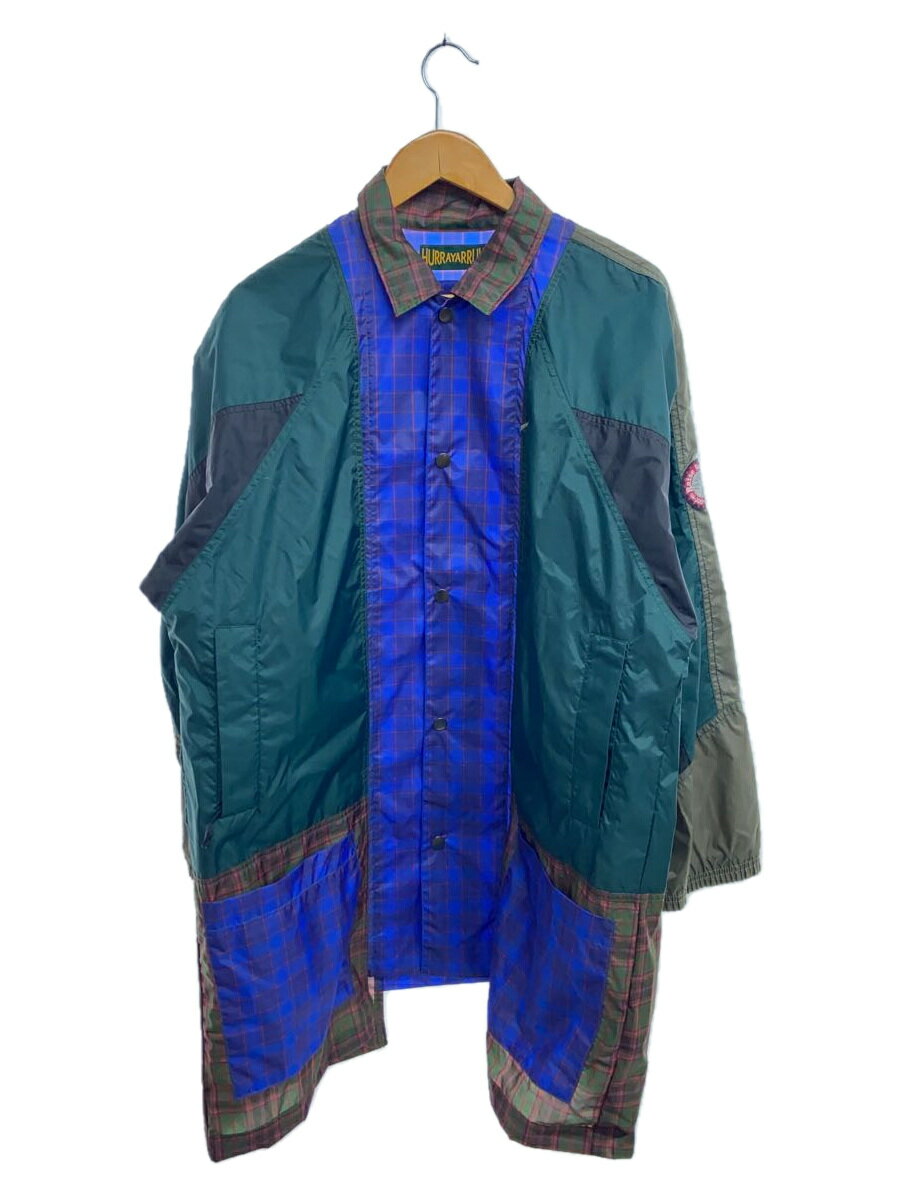 【中古】HURRAY HURRAY◆Composition SPORTS NYLON COAT/リメイク/ステンカラーコート/ナイロン/マルチカラー【メンズウェア】