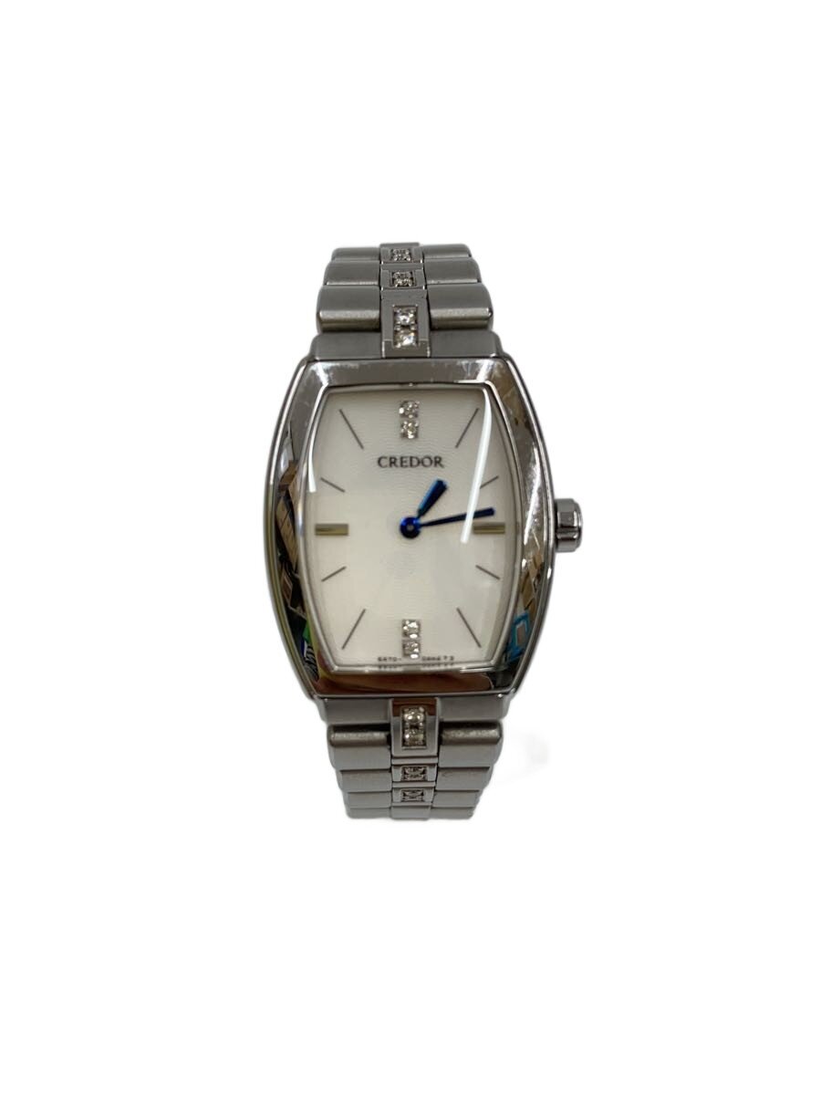 【中古】CREDOR◆クォーツ腕時計/アナログ/ステンレス/WHT/SLV/5A70-OAFO【服飾雑貨他】