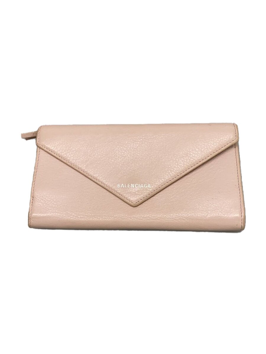 【中古】BALENCIAGA◆長財布/レザー/PNK/無地/レディース/499207・5901・V・527545【服飾雑貨他】