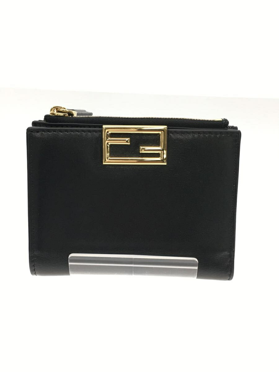 【中古】FENDI◆2つ折り財布/--/BLK/無