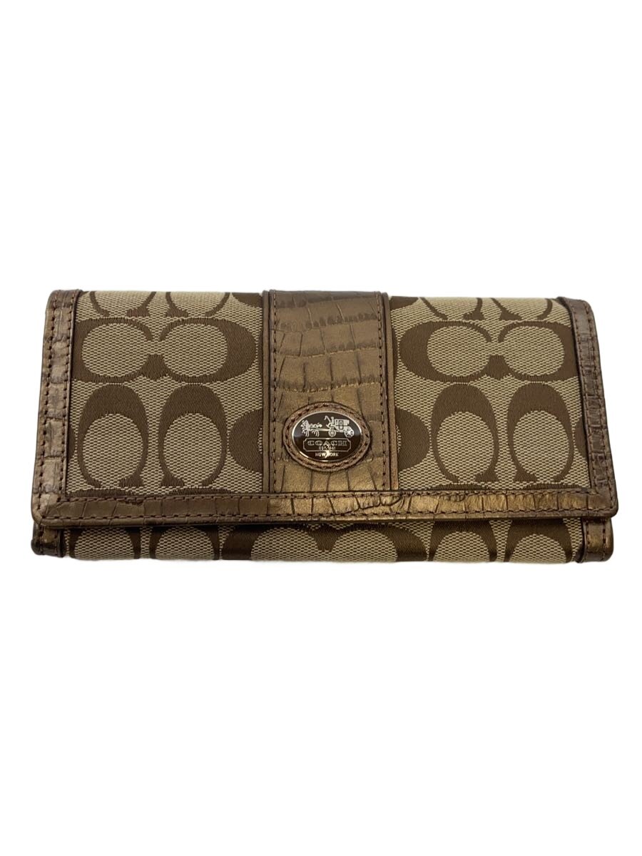【中古】COACH◆長財布/キャンバス/BEG/総柄/レディース/ベージュ//【服飾雑貨他】