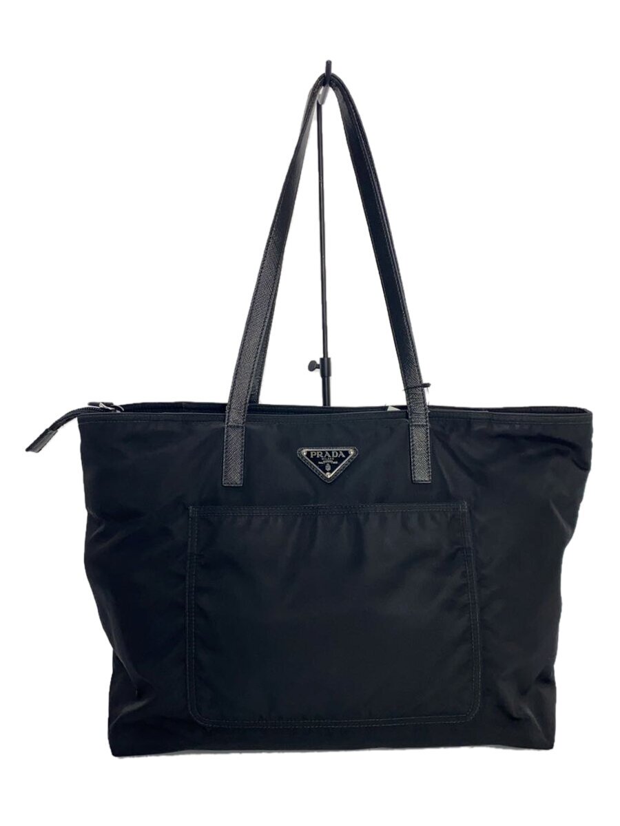【中古】PRADA◆トートバッグ/ナイロン/BLK/無地【バッグ】