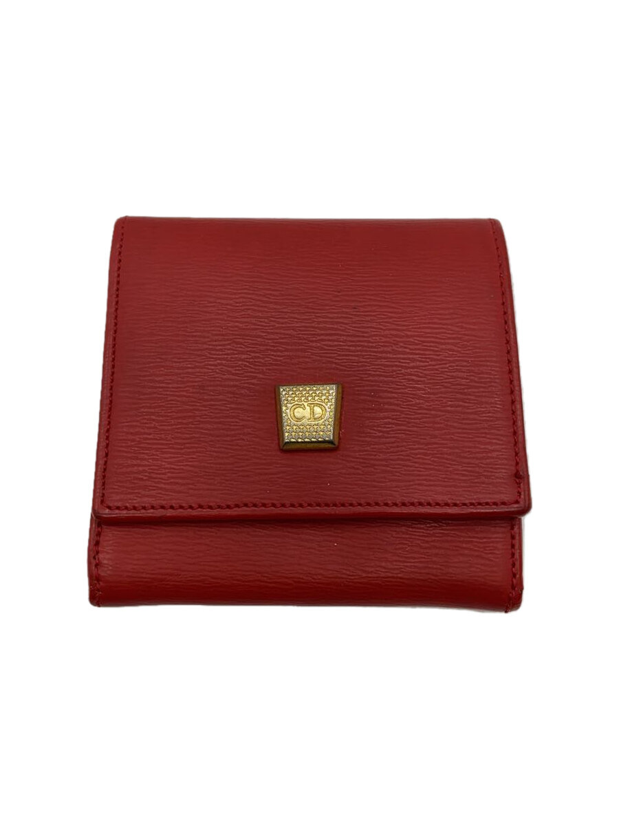 【中古】Christian Dior◆2つ折り財布/レザー/RED/レディース【服飾雑貨他】