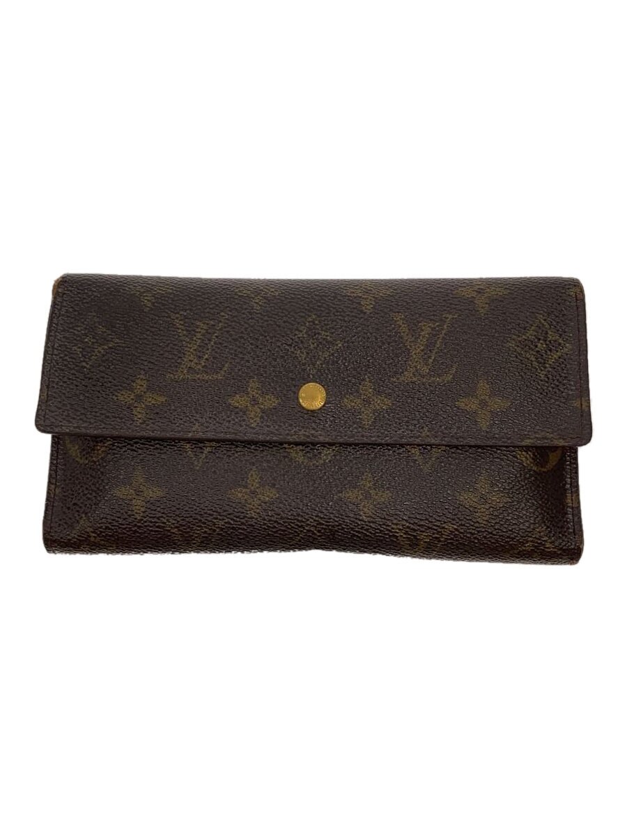 【中古】LOUIS VUITTON◆ポルト・トレゾール・インターナショナル_モノグラム・キャンバス_BRW/PVC/BRW/メンズ【服飾雑貨他】