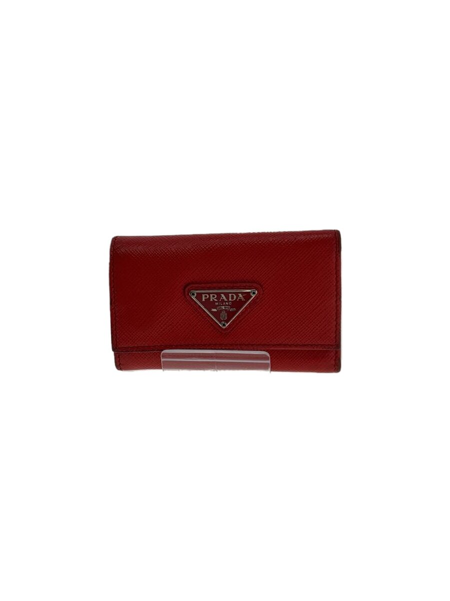 【中古】PRADA◆6連キーケース/レザー/RED/無地/レディース/※フック3連欠品【服飾雑貨他】