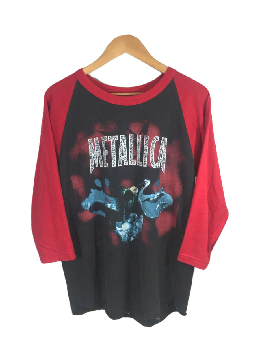 【中古】GIANT◆90s/METALLICA RELOAD/Vintageリメイク/ラグラン7分袖/XL/コットン/BLK/穴有【メンズウェア】