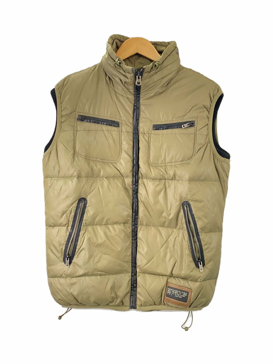 【中古】DIESEL◆ダウンベスト/L/ナイロン/KHK【メンズウェア】