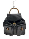 【中古】GUCCI◆リュック_バンブー_レザー_ブラック/レザー/BLK【バッグ】