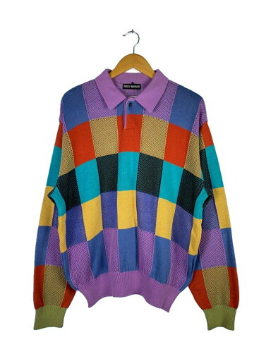 【中古】ISSEY MIYAKE◆長袖ニットポロシャツ/M/コットン/マルチカラー/チェック/ME11KM009【メンズウェア】 【中古】ISSEY MIYAKE◆長袖ニットポロシャツ/M/コットン/マルチカラー/チェック/ME11KM009【メンズウェア】