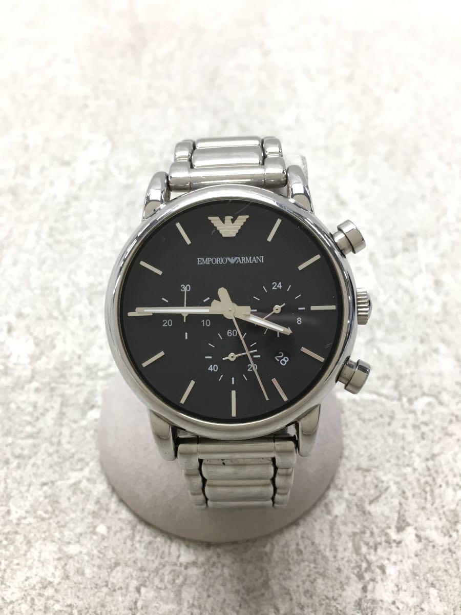 【中古】EMPORIO ARMANI◆EMPORIO ARMANI/クラシック_ルイージ_ラージ_QZ_SS_41mm/アナログ/BLK/AR1853//【服飾雑貨他】