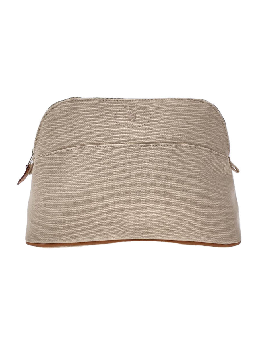 【中古】HERMES◆ボリード・ポーチMM/キャンバス/BEG/H102774M 01【バッグ】