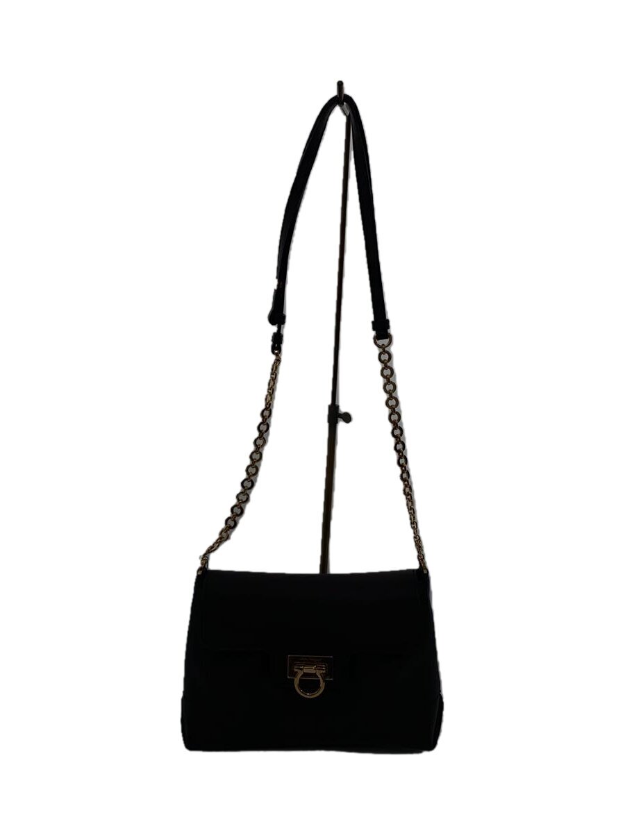 【中古】Salvatore Ferragamo◆ショルダーバッグ/レザー/BLK【バッグ】