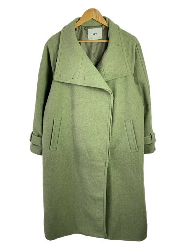 【中古】SLY◆WIDE STAND NECK LONG コート/1/ポリエステル/GRN/030HAA30-2671【レディースウェア】 【中古】SLY◆WIDE STAND NECK LONG コート/1/ポリエステル/GRN/030HAA30-2671【レディースウェア】