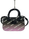 【中古】ARMANI EXCHANGE◆2wayショルダーバッグ/フェイクレザー/ブラック/無地/ロゴプレート【バッグ】