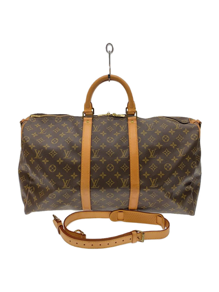 【中古】LOUIS VUITTON◆キーポル・バンドリエール55_モノグラム・キャンバス_BRW/PVC/BRW【バッグ】