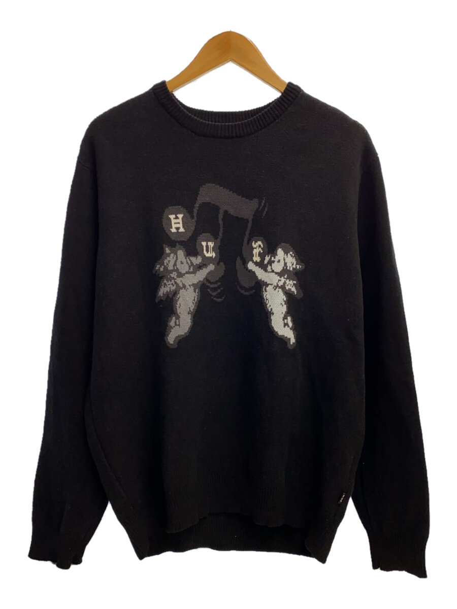 【中古】HUF◆SONG INTARSIA SWEATER/セーター/L/コットン/ブラック/KN00507//【メンズウェア】