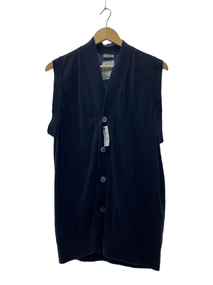 【中古】COMME des GARCONS HOMME◆ニットベスト(薄手)/--/コットン/BLK/80s/デカHOMME【メンズウェア】