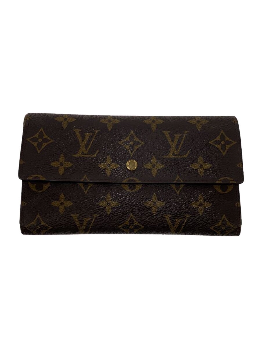 【中古】LOUIS VUITTON◆ポルト・トレゾール・インターナショナル_モノグラム・キャンバス_BRW/PVC/BRW/モノグラム/メンズ【服飾雑貨他】