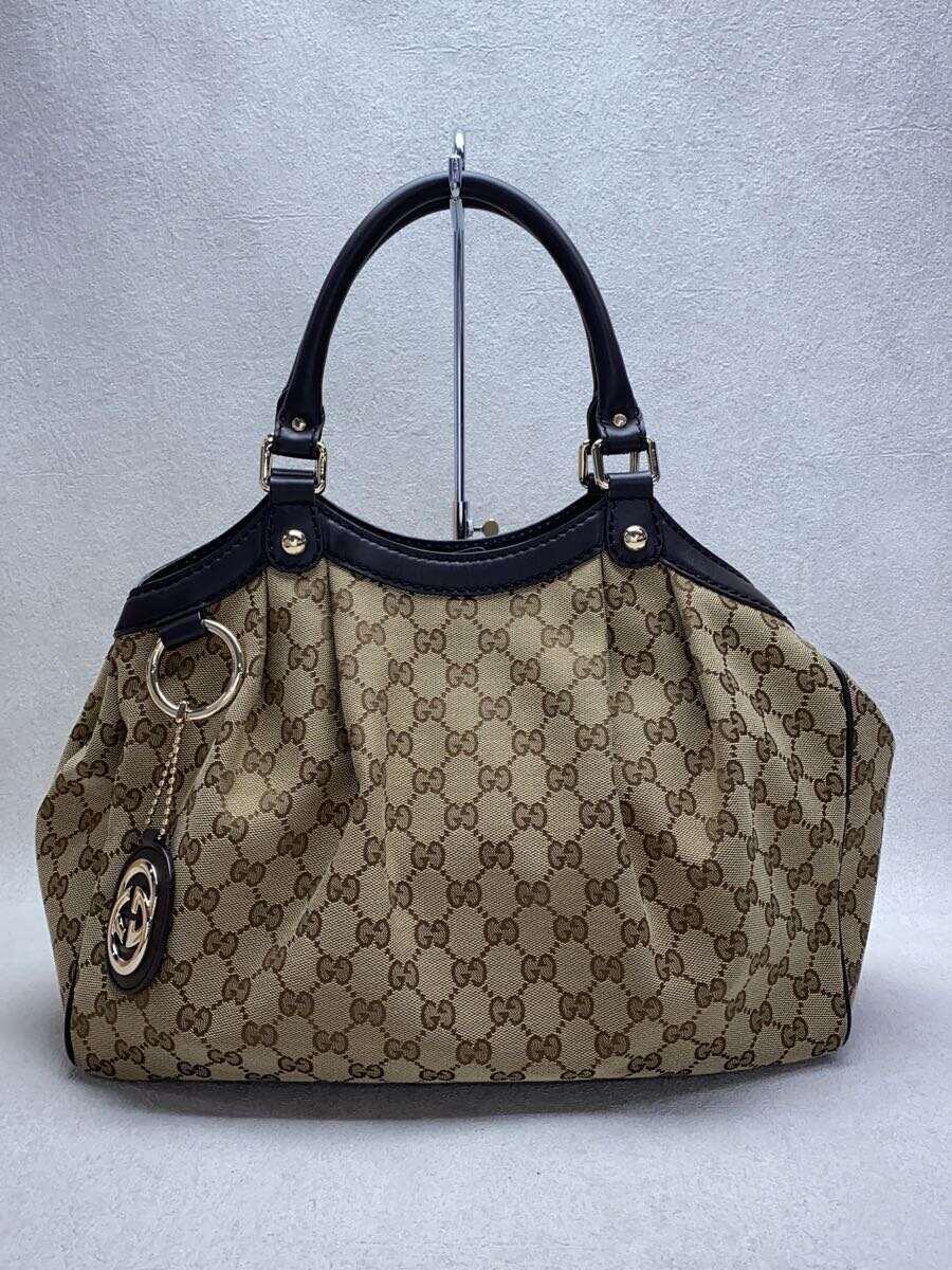 【中古】GUCCI◆ハンドバッグ_スーキー_GGキャンバス/キャンバス/BRW【バッグ】